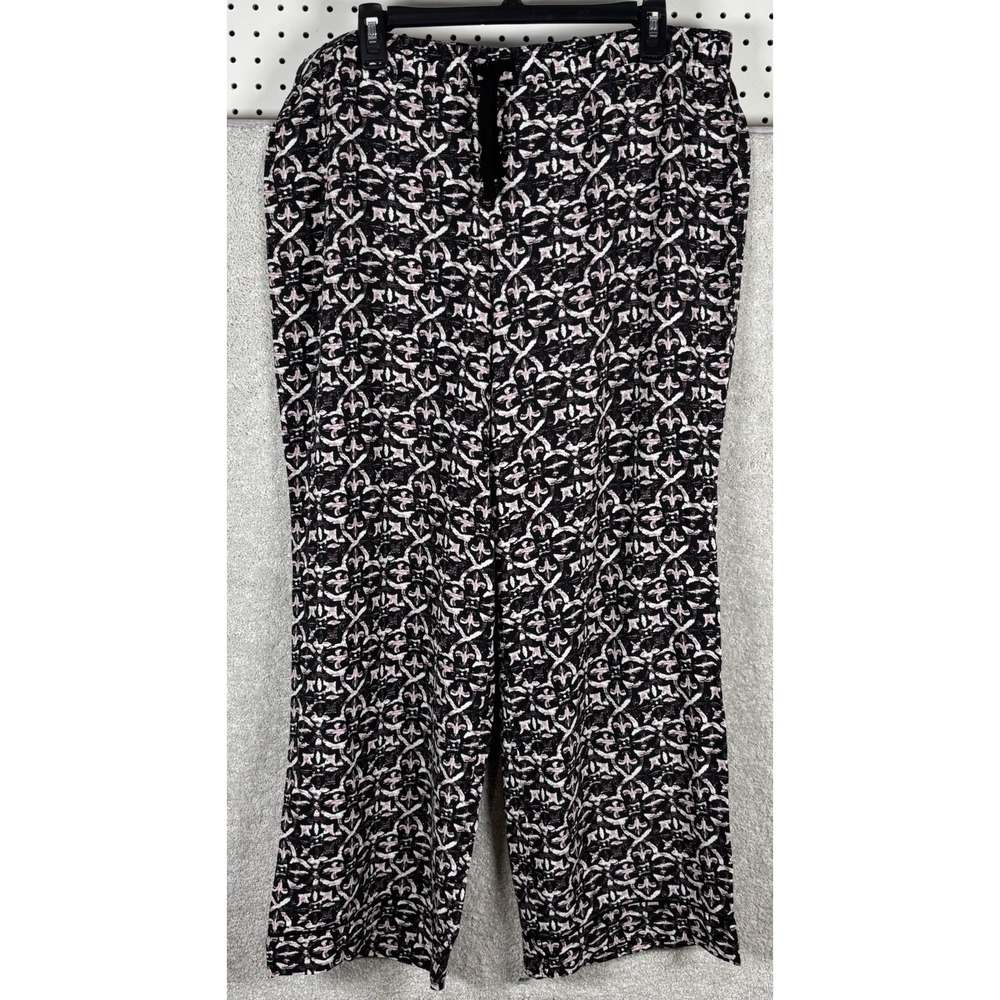Cynthia Rowley Palzooa Pants Womens Black Pink Wide Leg Drawstring Loose XL